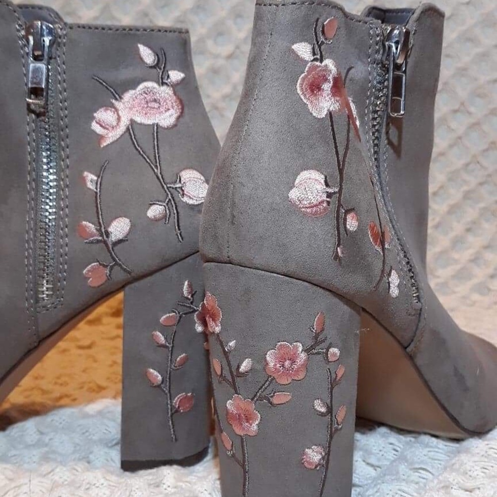 Floral Heeled Booties